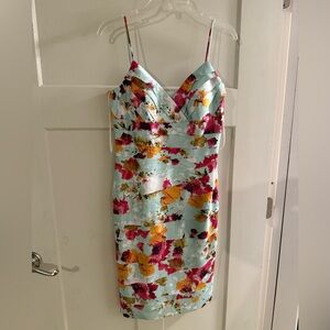 JS Collection Dress, teal multi color, flowers